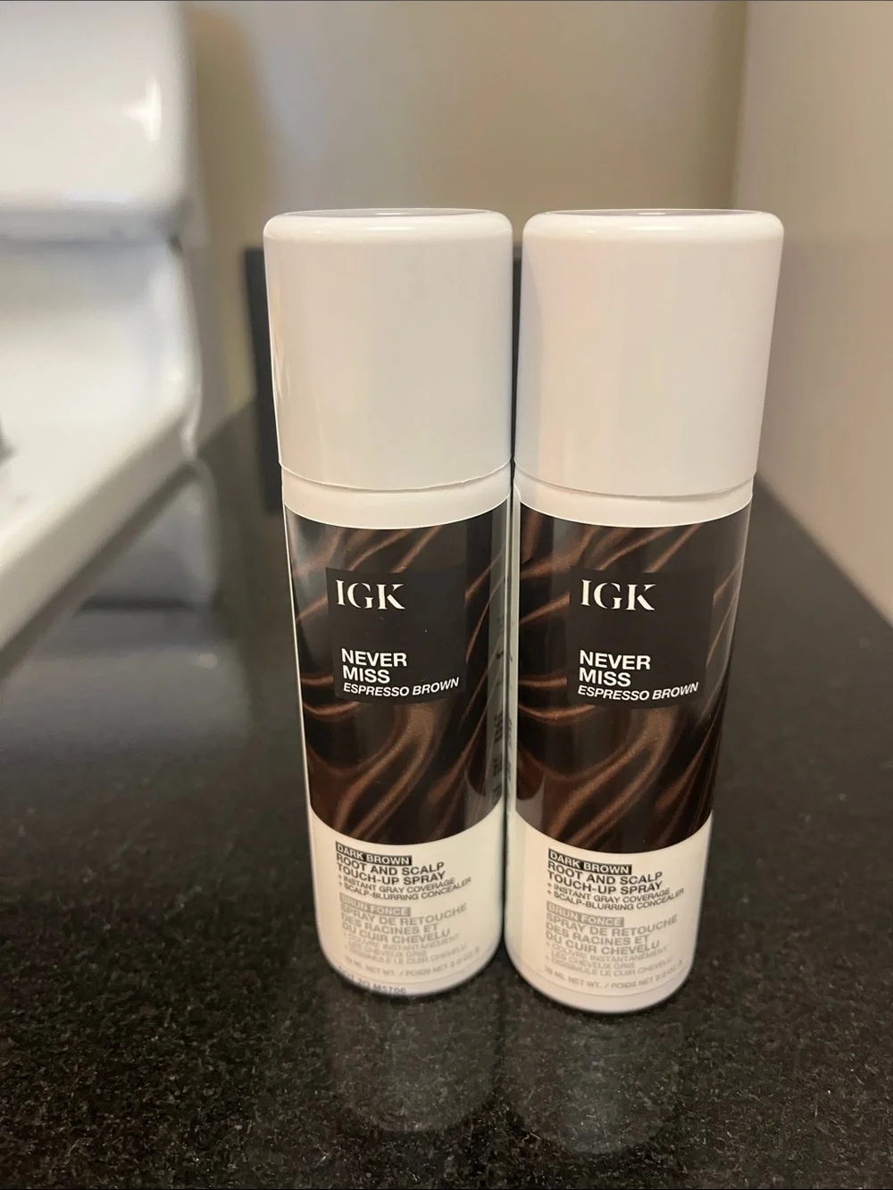 (NEW) IGK Hair Never Miss Root & Scalp Touch-Up Spray Pack of 2 in Dark Brown